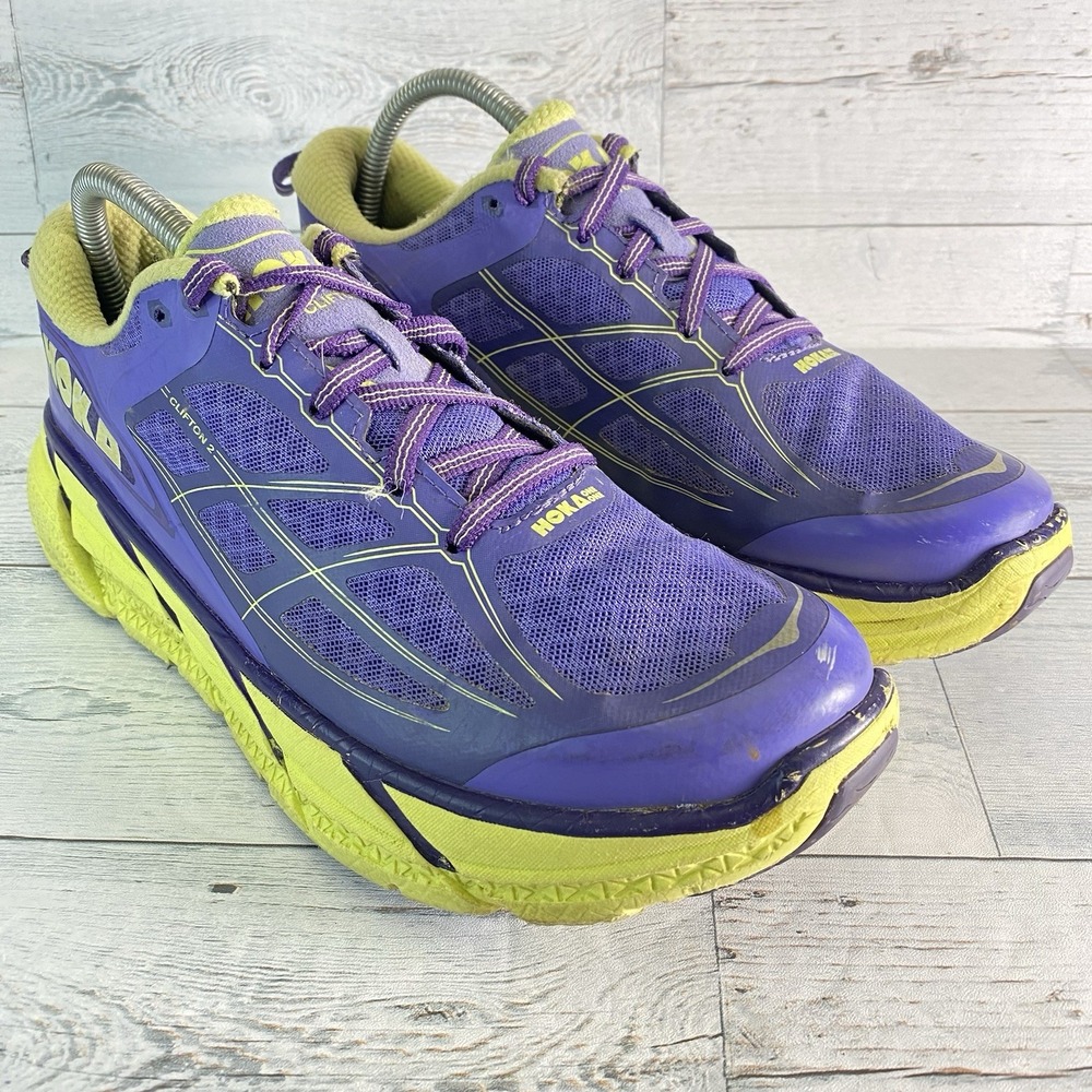 Hoka One One Clifton 2 Shoes Womens 9.5 Purple Mesh Running‎ Sneakers 1008329